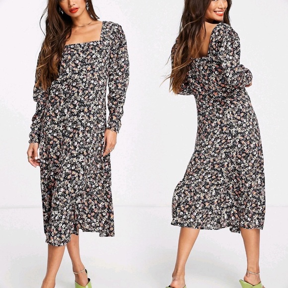 Trendyol Dresses & Skirts - Long Sleeve Colorful Floral Midi Dress